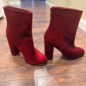 Express Red Velvet Boots